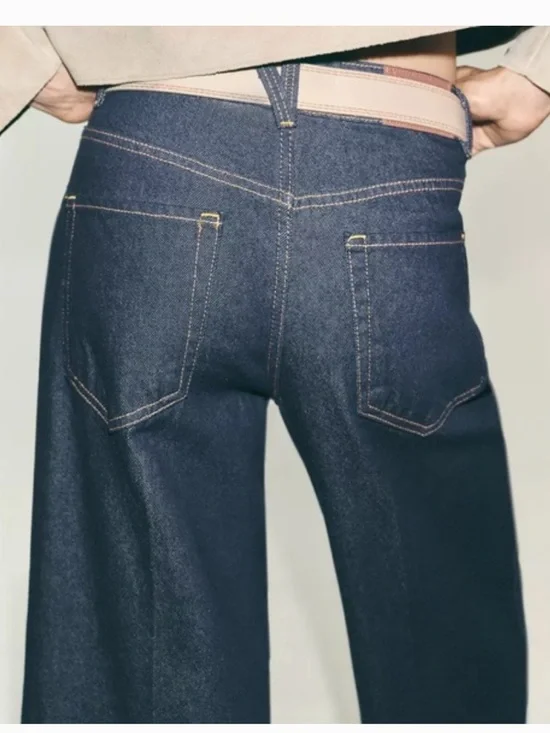 Zara NWT Z1975 pressed creased belted jeans 6164/077 - Picture 12 of 13